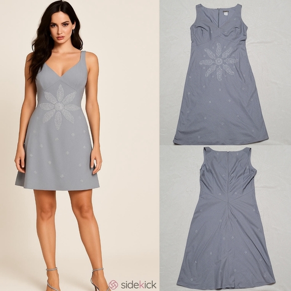 Vintage Dresses & Skirts - J. Crew Y2K Vintage Gray Cotton White Paisley Floral Sleeveless Mini Dress 6